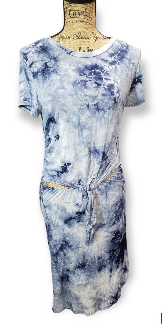 Heart Hips Blue Tie Dye Dress w. Open Mid Drift - Pullover Women's Size Large